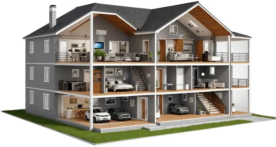 Coupe de maison en 3D