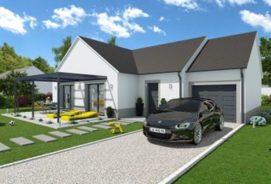 Maison individuelle moderne avec voiture