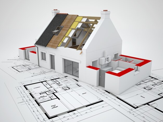 Maquette de maison neuve sur plan